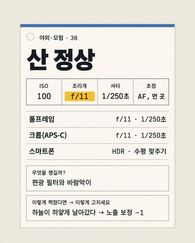 야외·모험 38, 산 정상